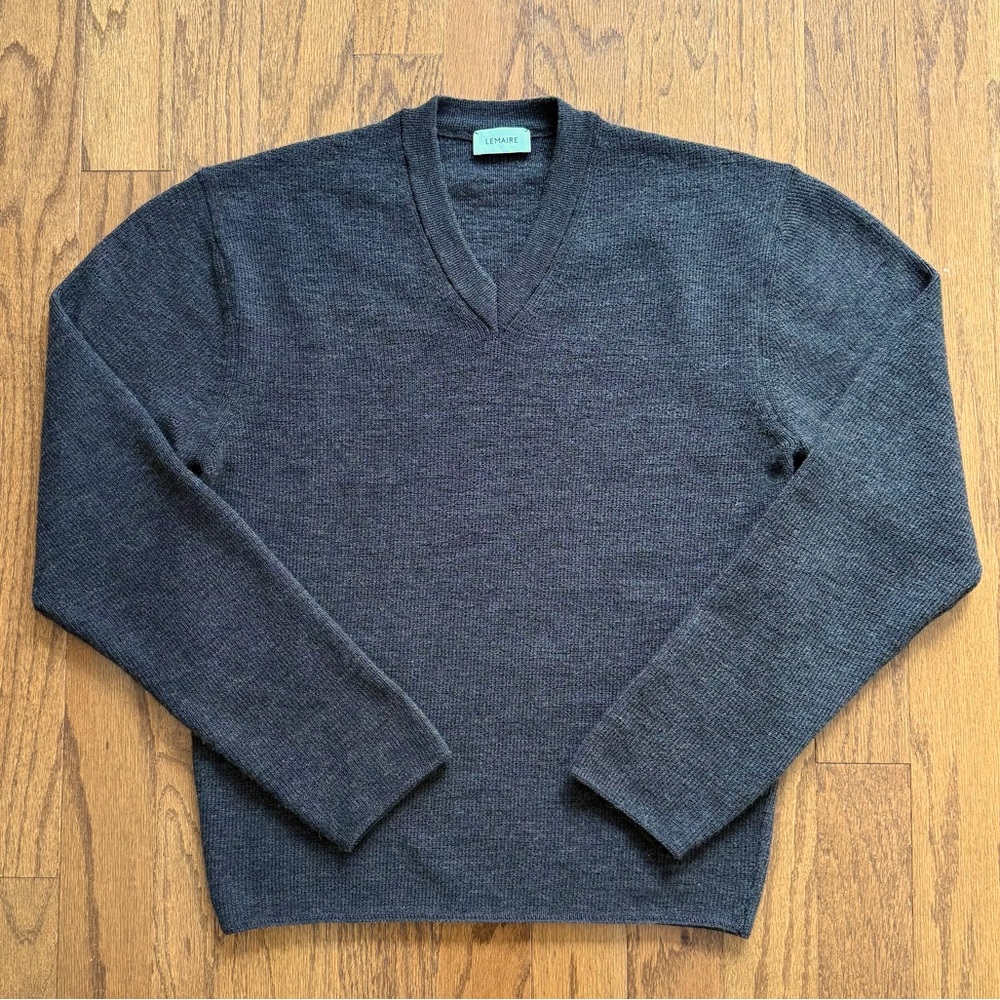 Lemaire 100% Wool V-Neck Sweater – Brown, Size S